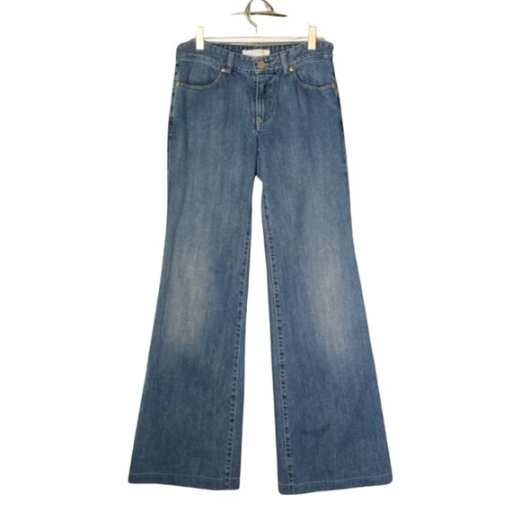 619. CHLOÉ Blue Flare Medium Wash Denim Jeans Sz 36 29”W - Picture 1 of 7